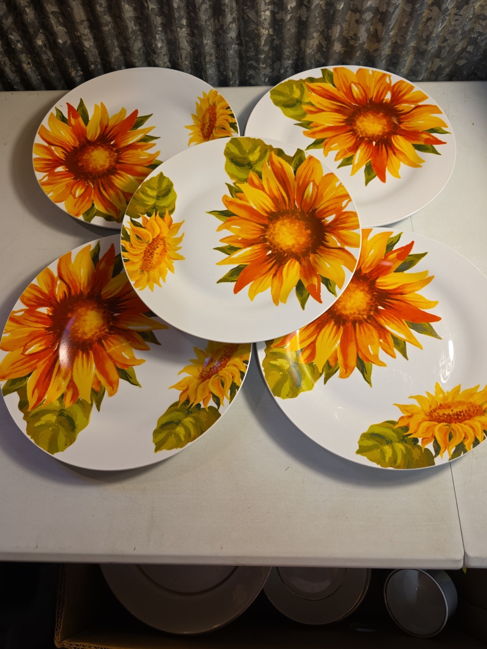 Royal Norfolk Yellow Sunflower Dinner Plates - White Background